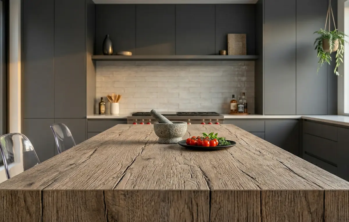 Plan de travail stratifié décor bois
