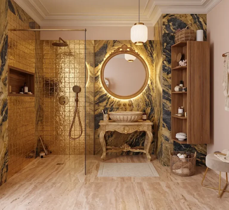 douche à l'italienne de magazine ou de grand hotel