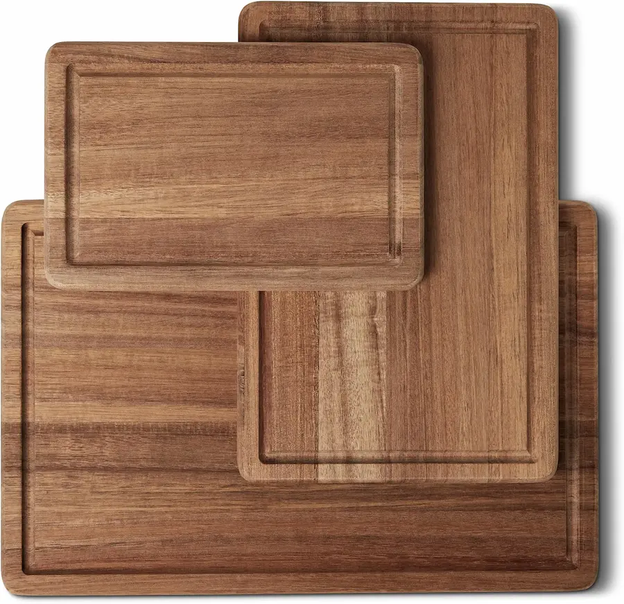 Lot de 3 planches à découper en bois d'acacia pour protéger le plan de travail